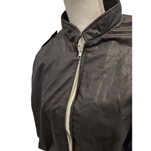 Vintage 80s Black Cafe Racer Zip Front Jacket M Embroidered Diamondback Lounge - Picture 3 of 6